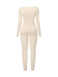 Ribbed Square Neck Jumpsuit