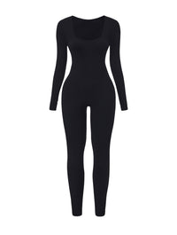 Ribbed Square Neck Jumpsuit