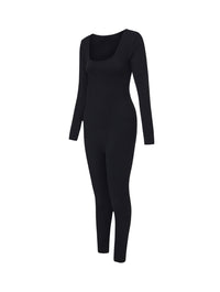 Ribbed Square Neck Jumpsuit