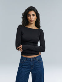 Boat Neck Long Sleeve Top