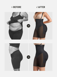 Feelingirl Wide V-neck Belt High-Waist Shaping Shorts