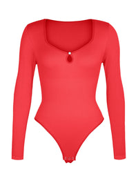 Hollow Scoop Neck Thong Bodysuit
