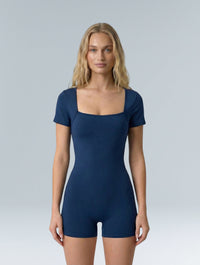 Square Neck Short Sleeve Jumpsuit