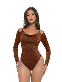 Glitter Long Sleeve Thong Bodysuit