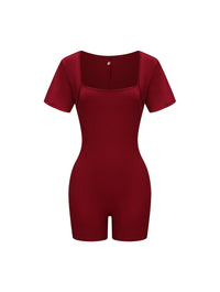Square Neck Short Sleeve Jumpsuit