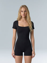 Square Neck Short Sleeve Jumpsuit