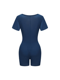 Square Neck Short Sleeve Jumpsuit