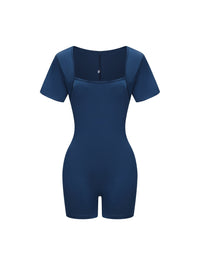 Square Neck Short Sleeve Jumpsuit