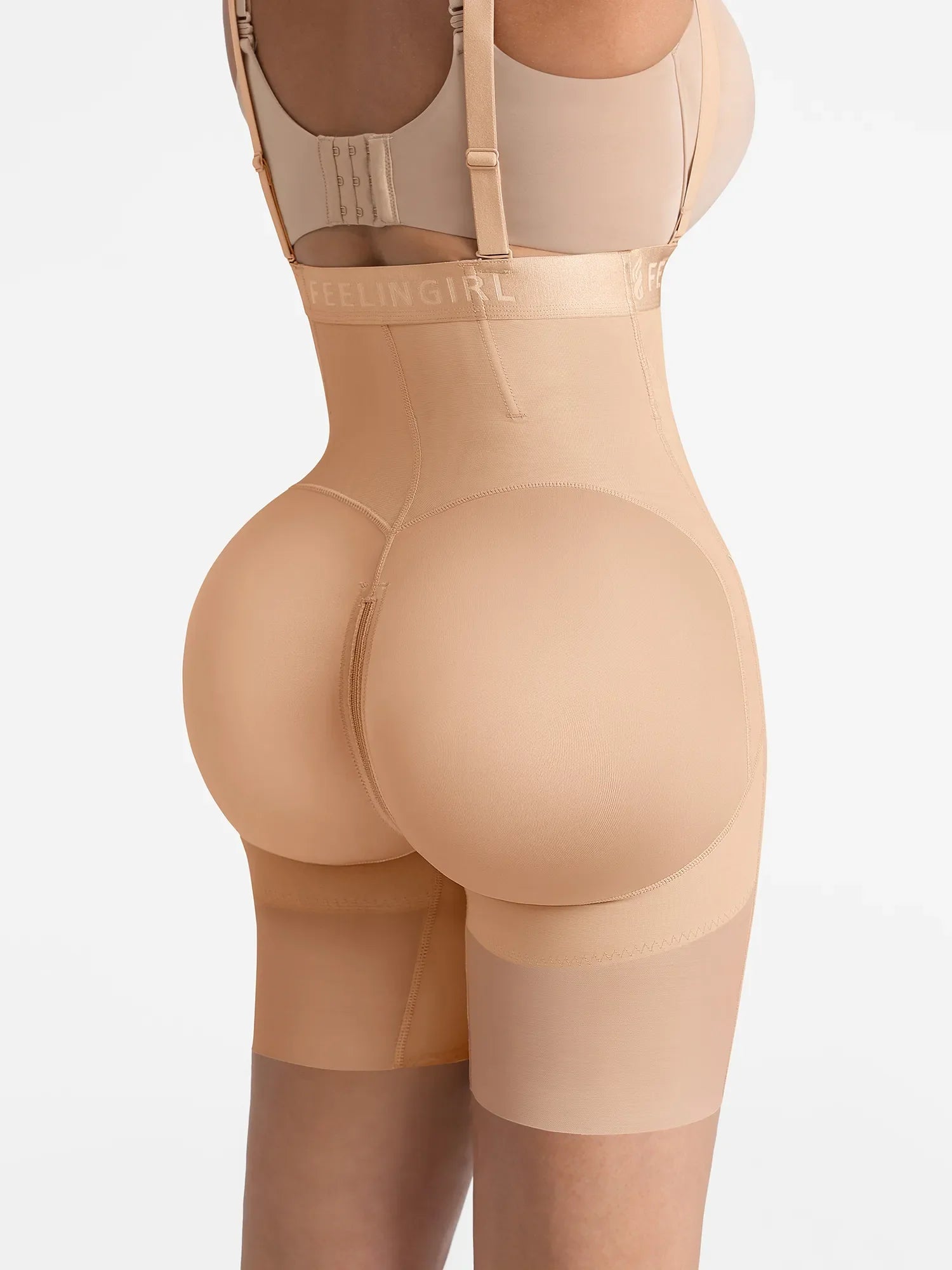 Feelingirl Wide V-neck Belt High-Waist Shaping Shorts